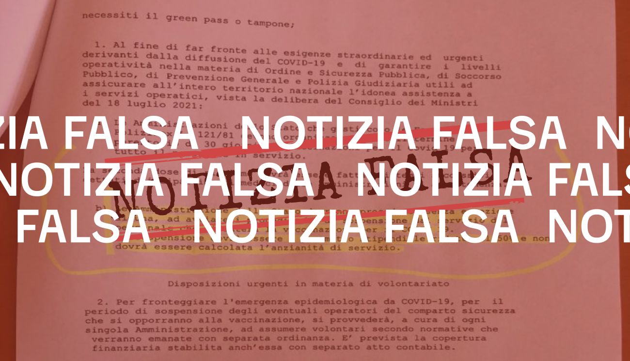 Questo «decreto» che sospende dal servizio i dipendenti pubblici non vaccinati è falso