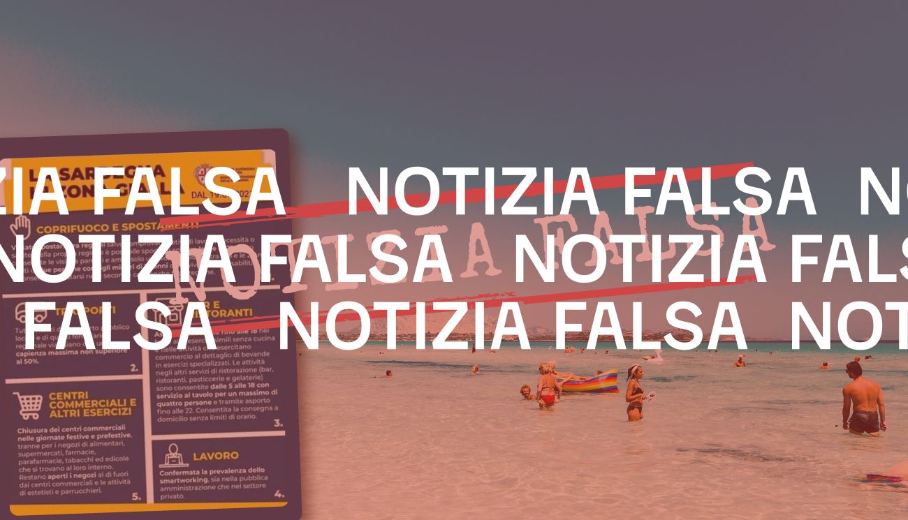 Il volantino della Regione Sardegna in zona gialla dal 19 luglio è falso