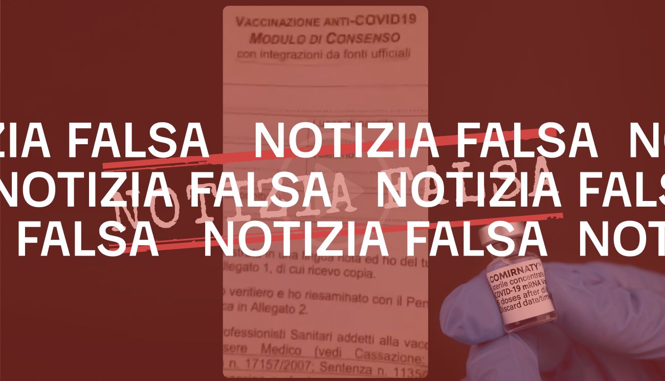 Questo modulo di consenso alla vaccinazione «con integrazioni da fonti ufficiali» contiene informazioni false o fuorvianti