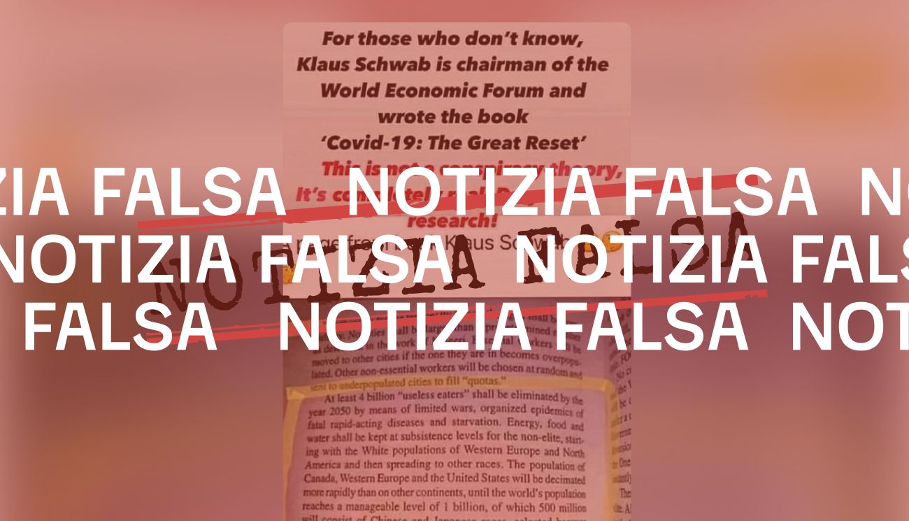 Klaus Schwab (Wef) non ha sostenuto che «quattro miliardi di esseri umani saranno eliminati»