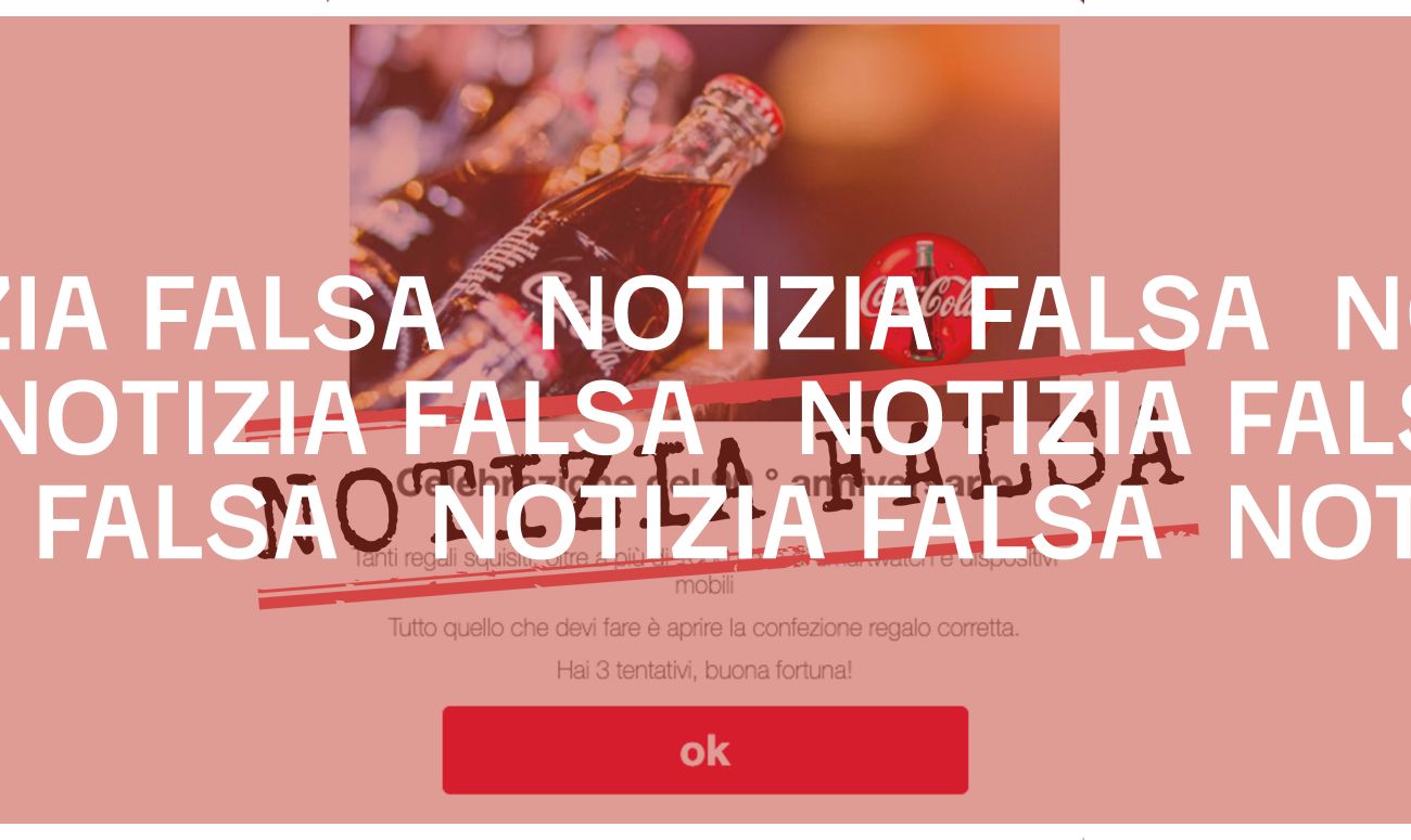 Coca Cola non sta regalando «smartwatch e dispositivi mobili» per il suo «90° anniversario»