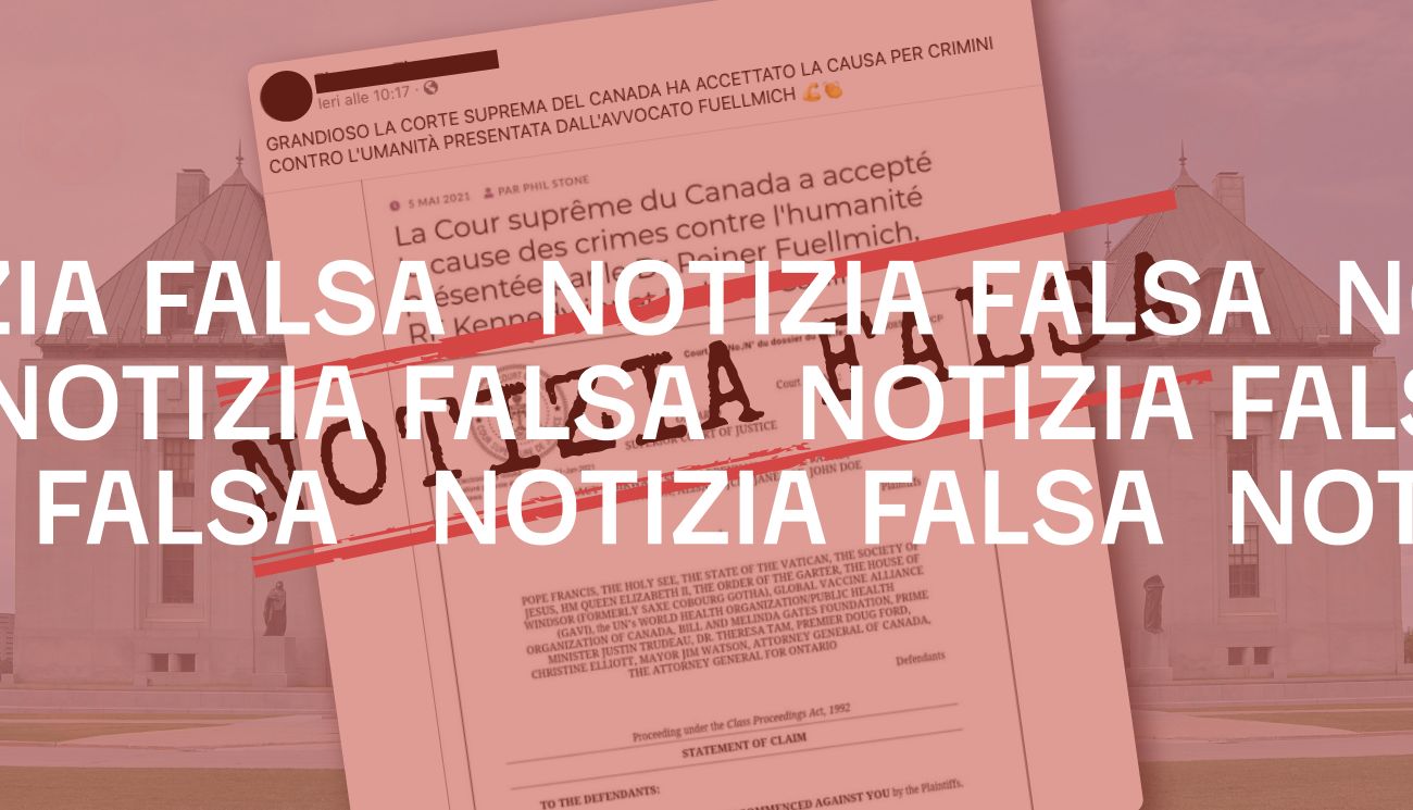 La Corte Suprema canadese non sta valutando una causa per crimini contro l’umanità per le misure anti-Covid