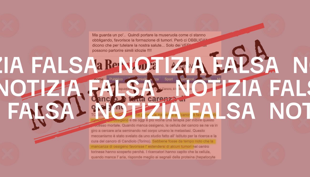 No, le mascherine non causano il cancro per carenza di ossigeno