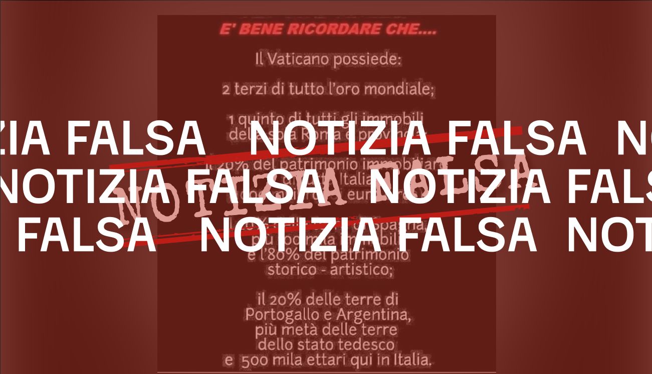 No, il Vaticano non possiede due terzi di tutto l’oro mondiale