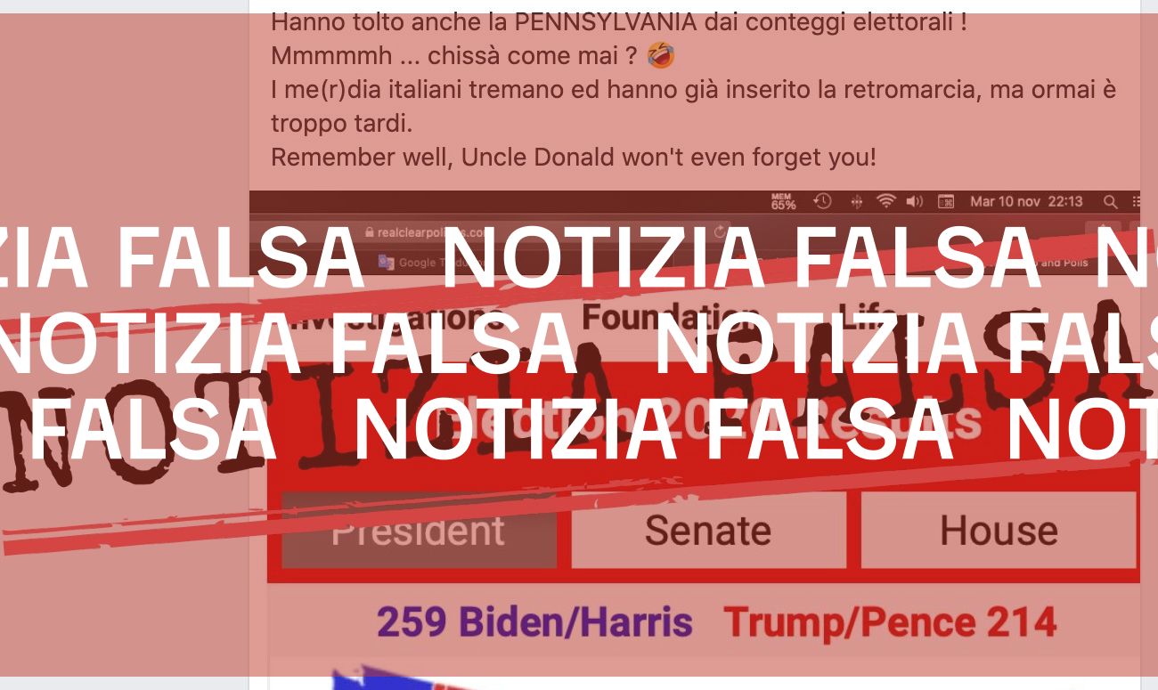 <i></i> Non è vero che RealClearPolitics.com «ha tolto» la Pennsylvania a Biden