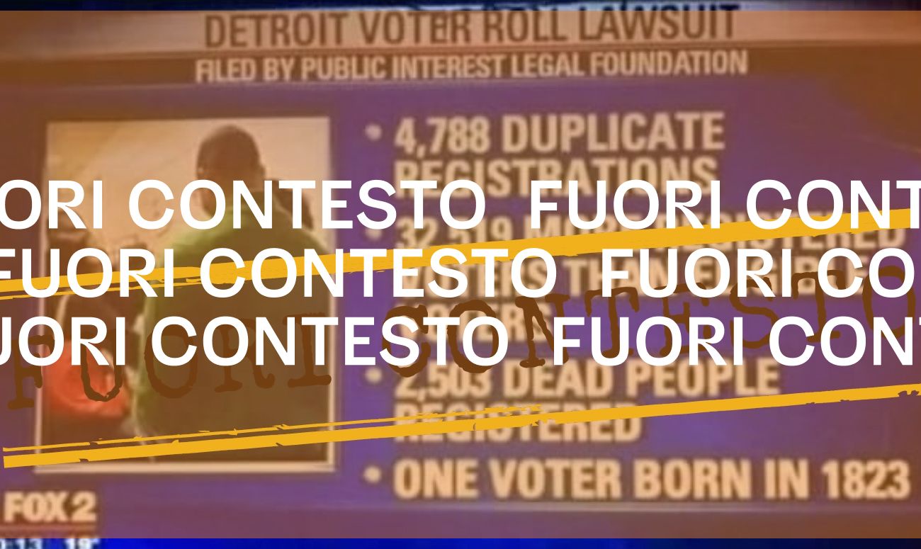 <i></i> Questa schermata di Fox 2 sui votanti registrati due volte a Detroit si riferisce al 2019 e non c’entra con le elezioni presidenziali attuali