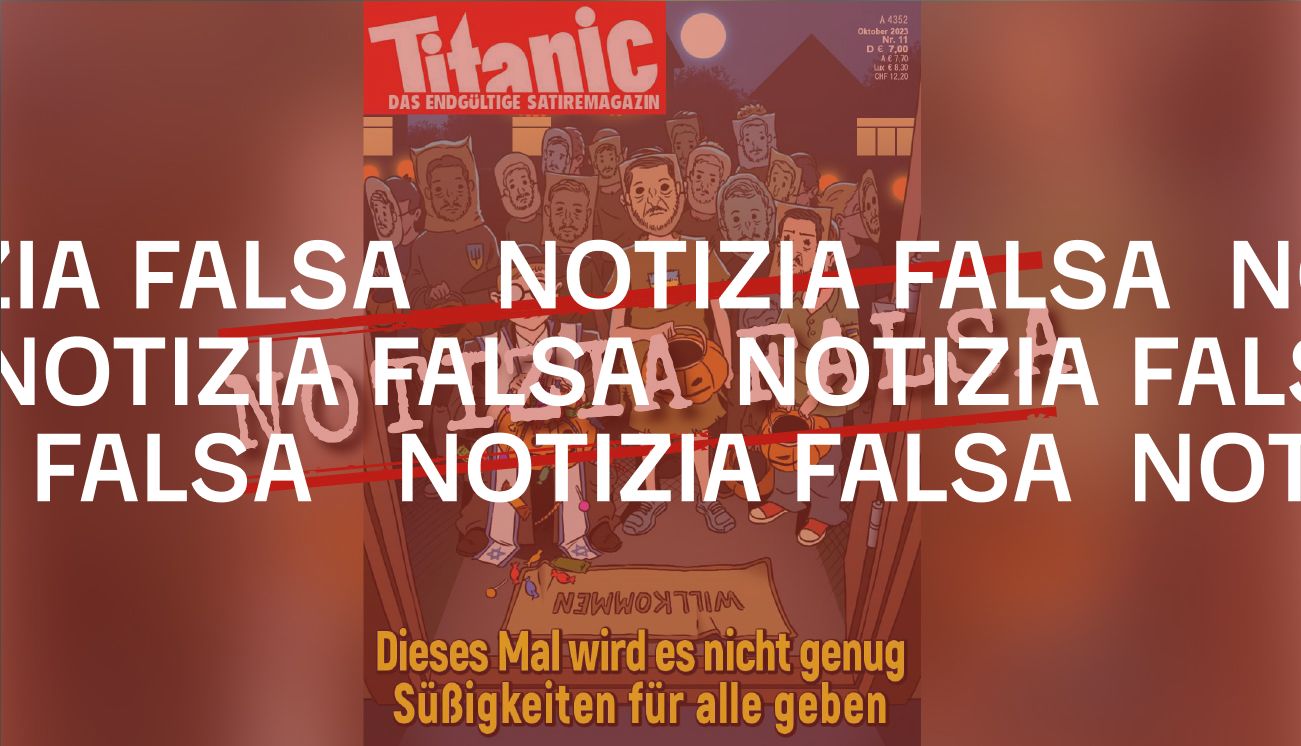 La copertina di ottobre della rivista satirica Titanic non è sugli aiuti a Israele e Ucraina