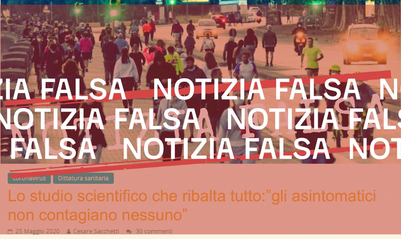 Non c’è uno studio scientifico su Covid-19 che «ribalta tutto» e che prova che «gli asintomatici non contagiano nessuno»