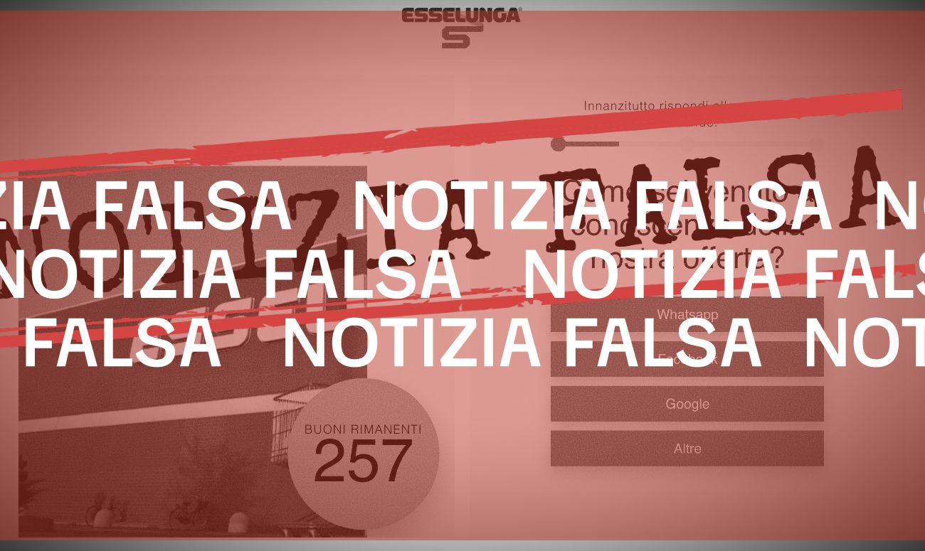 No, Esselunga non ha annunciato che «regalerà a tutti» un coupon di 500€