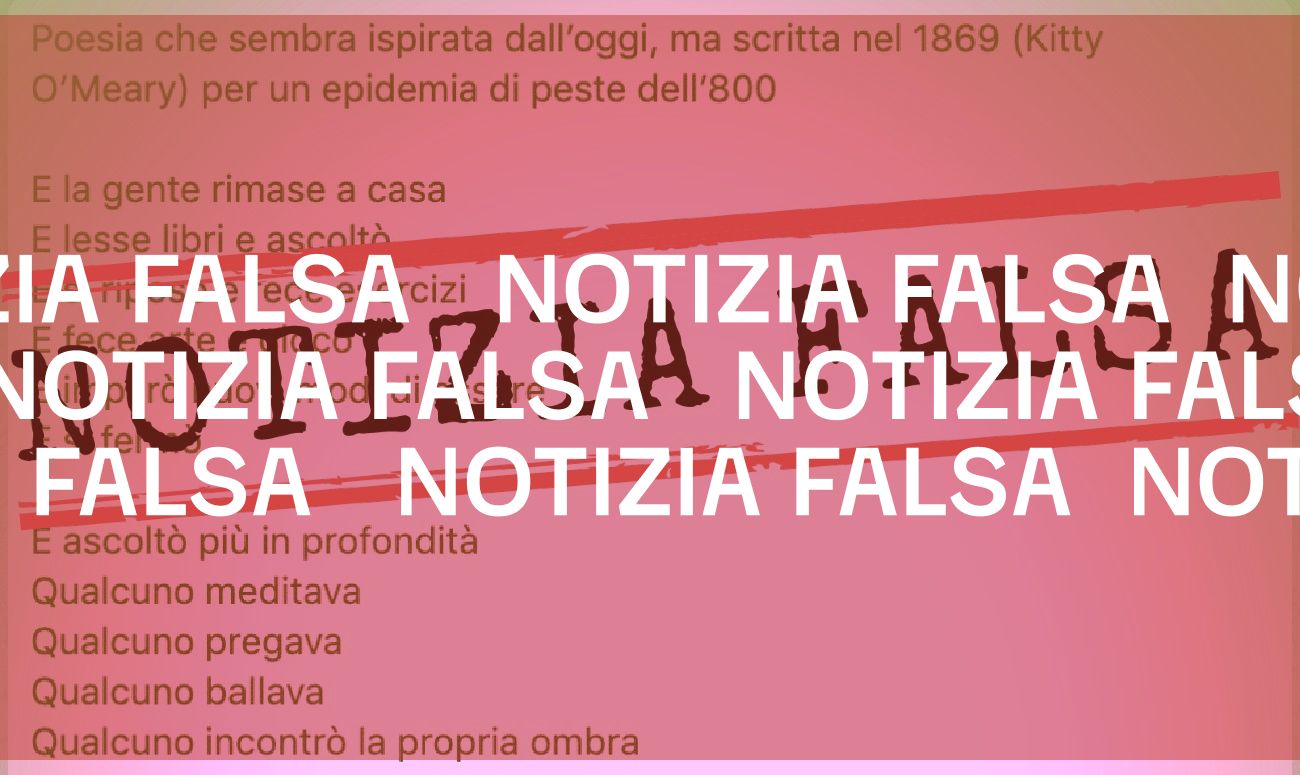 «E la gente rimase a casa» non è una poesia scritta nel 1800 durante la peste