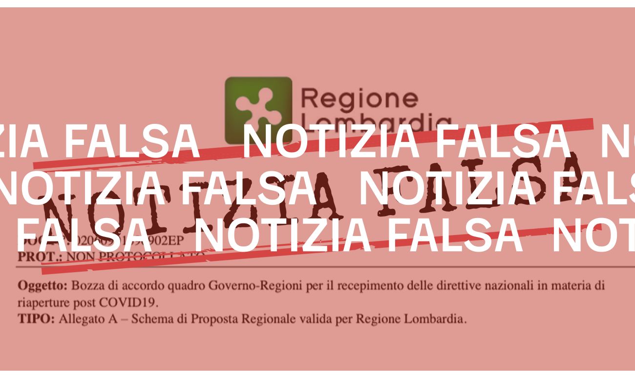 Il documento con la &#8220;fase 2&#8221; della Regione Lombardia è un falso