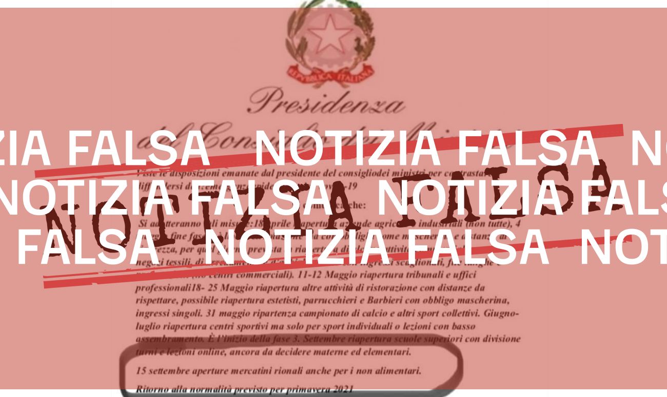 Nessun documento ufficiale indica le date per la riapertura degli esercizi commerciali