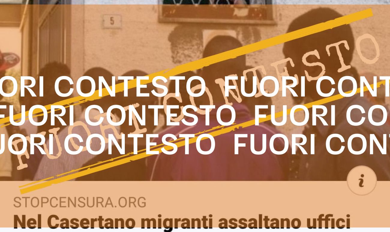 No, questa foto non ritrae migranti che «assaltano gli uffici postali» del Casertano per il bonus da 600 euro