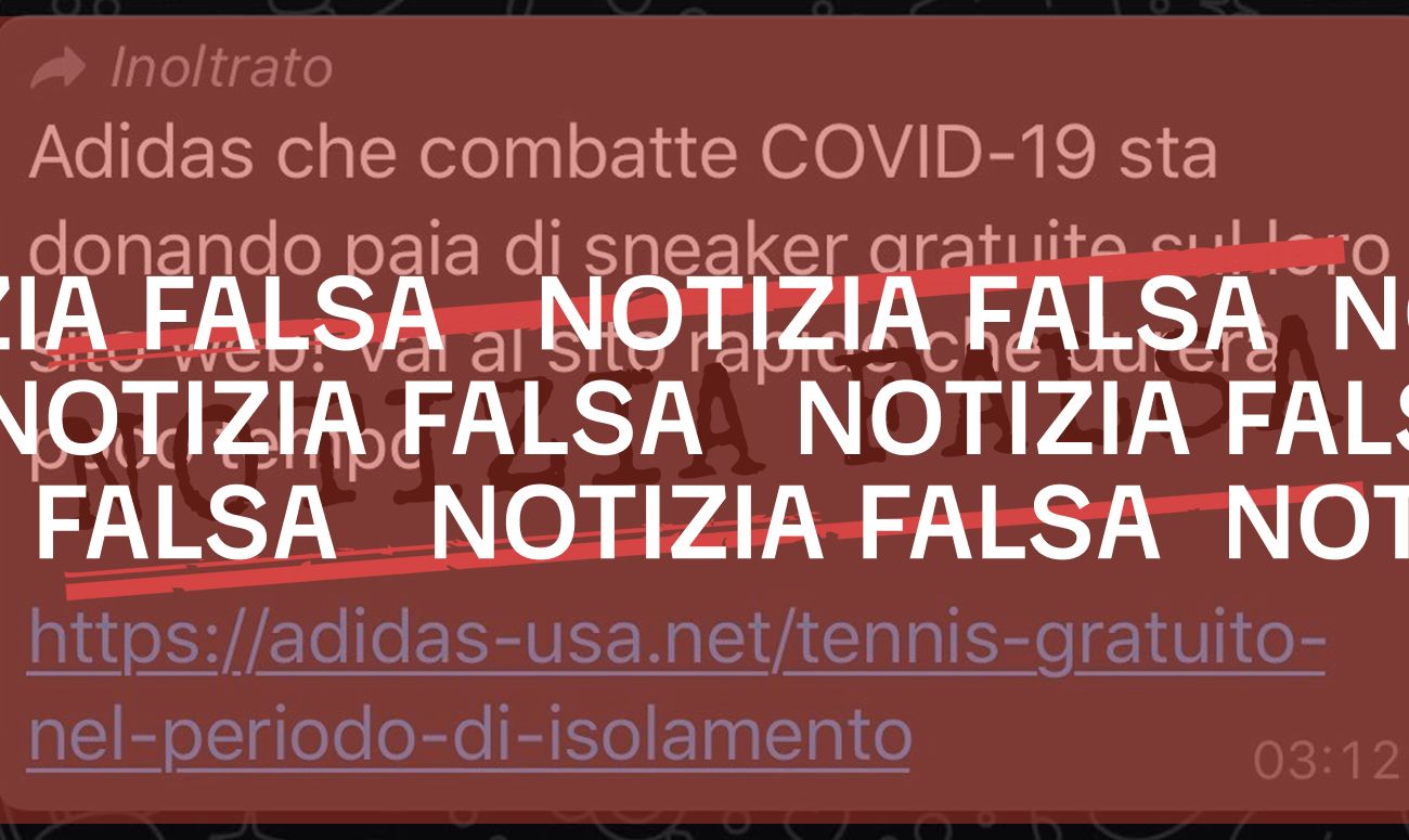 Adidas non sta donando scarpe da ginnastica per combattere il Coronavirus