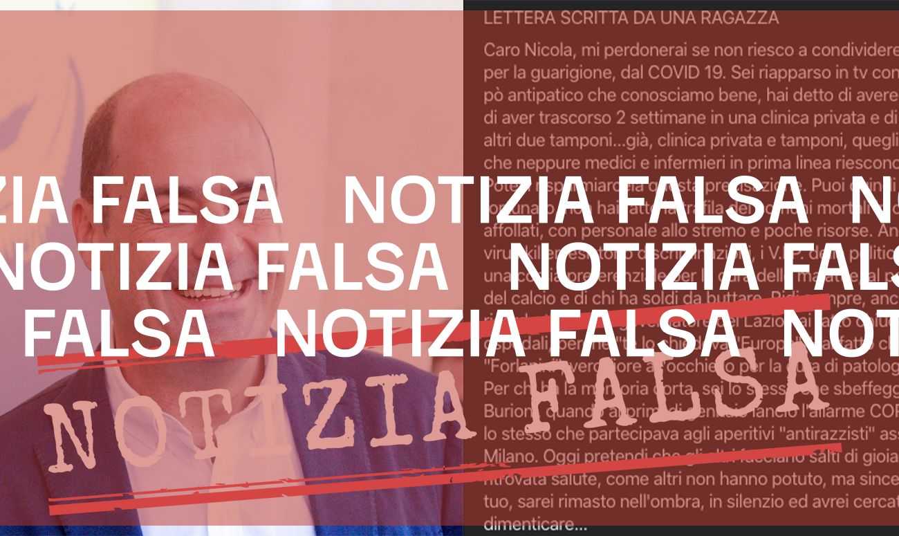 La lettera virale di «una ragazza» a Nicola Zingaretti contiene diverse informazioni errate