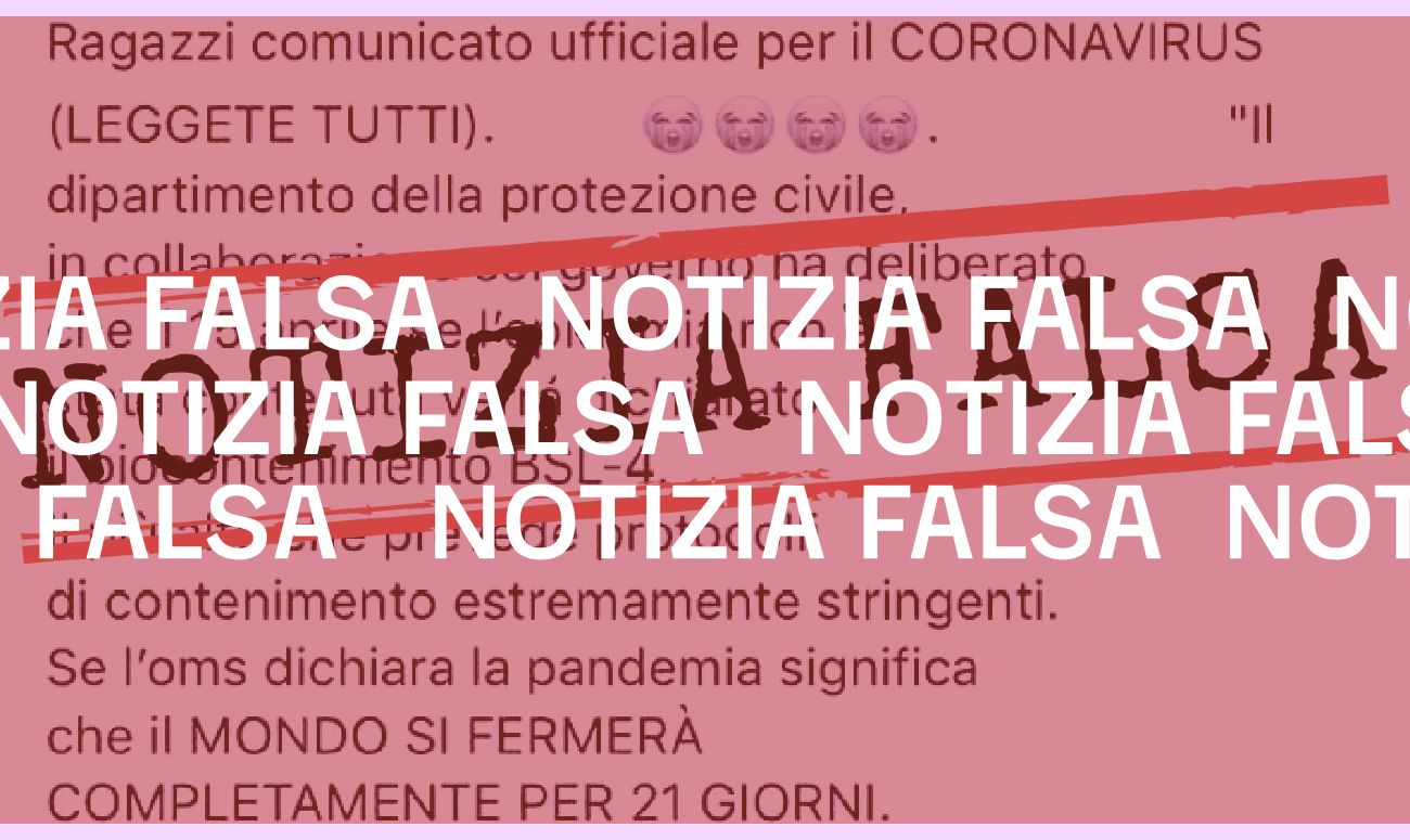 Il falso comunicato della Protezione civile sul biocontenimento BSL-4 il prossimo 15 aprile