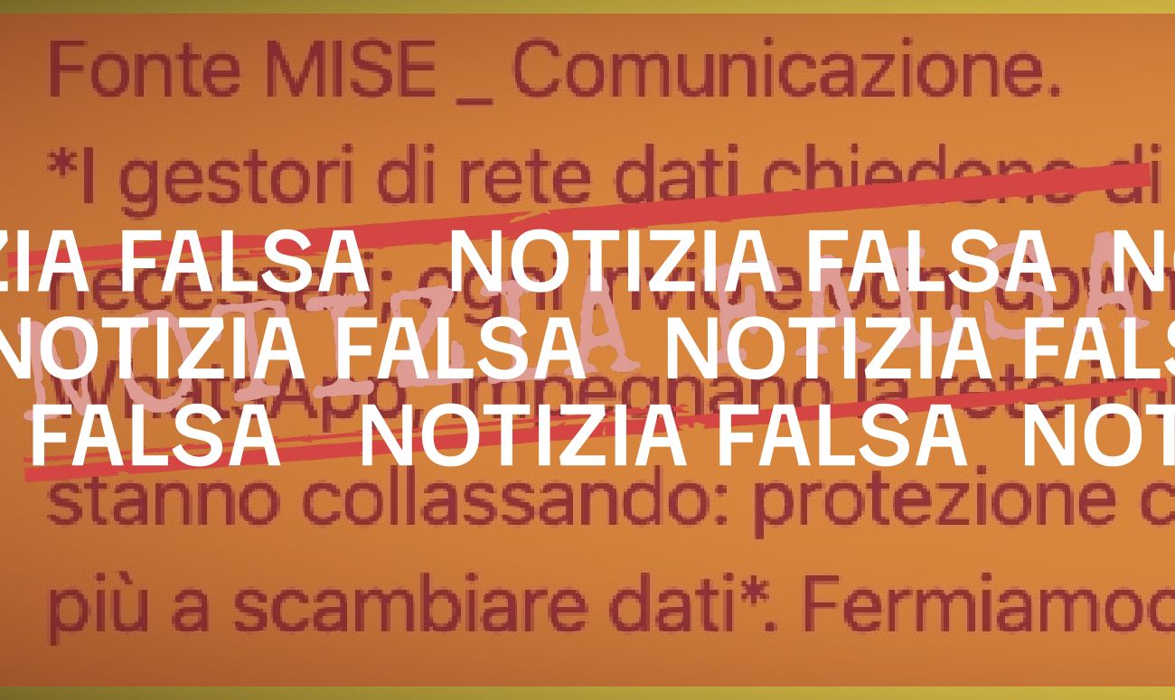 No, il Mise non ha comunicato che “i gestori di rete chiedono di non diffondere video se non strettamente necessari”