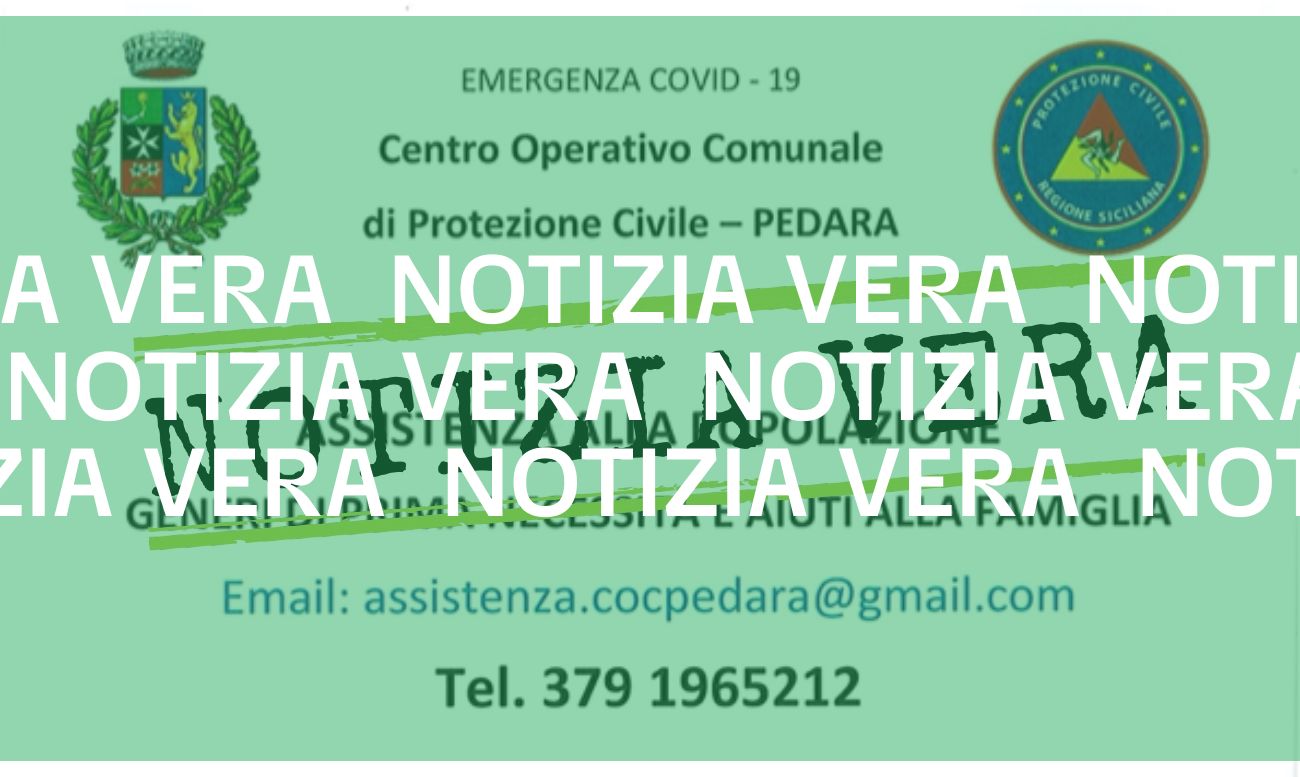 Sì, il Comune di Pedara (Catania) ha attivato un servizio per l’assistenza alla popolazione con generi di prima necessità per l’emergenza Covid-19