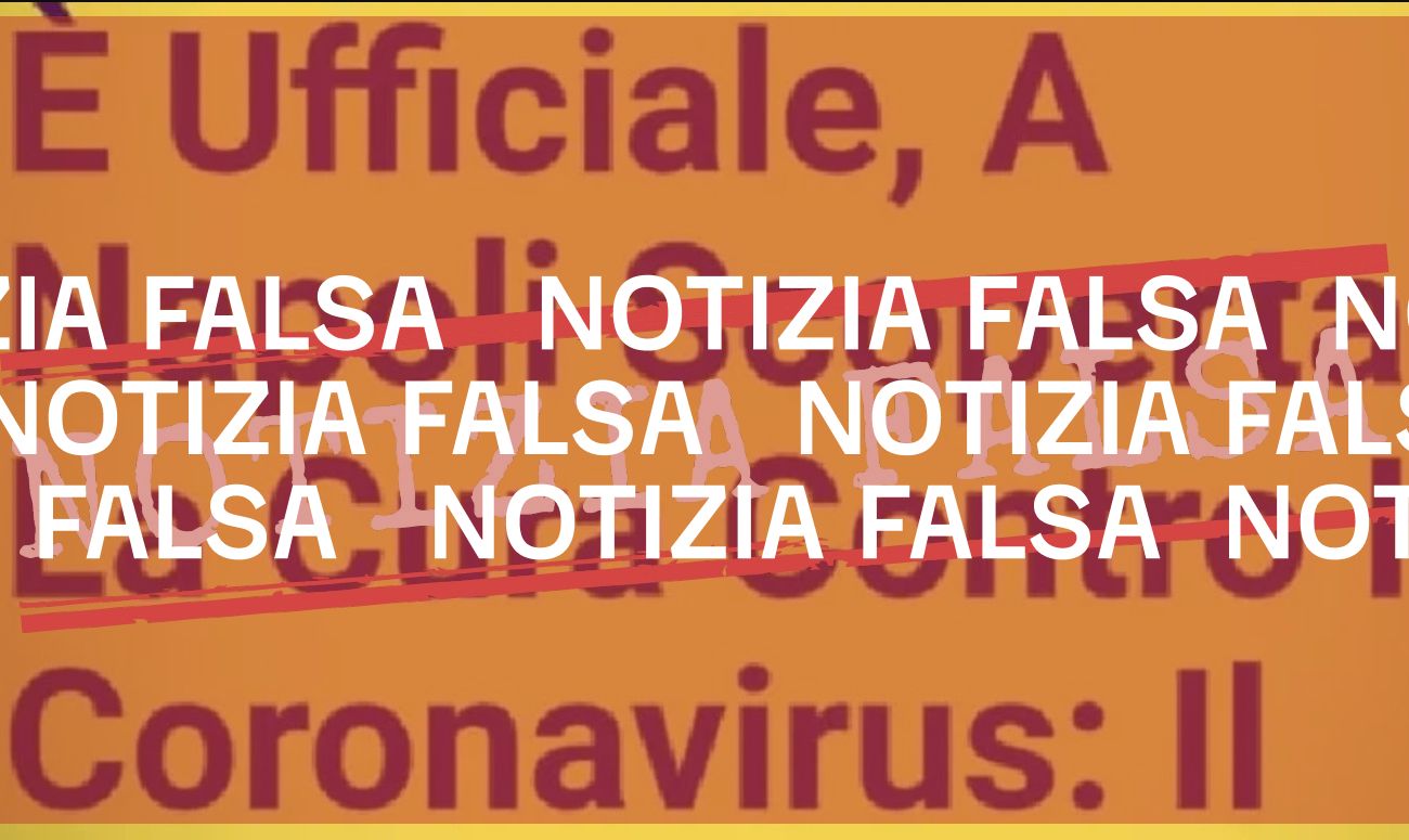 No, a Napoli non è stata scoperta la cura contro il nuovo Coronavirus