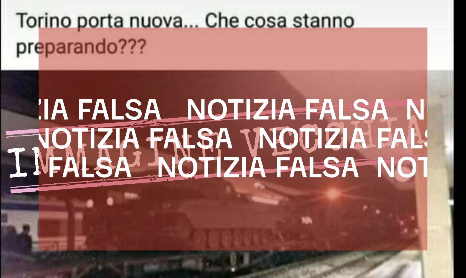 <i></i>No, questa foto di un treno che trasporta dei carri armati non è stata scattata a Torino a marzo 2020