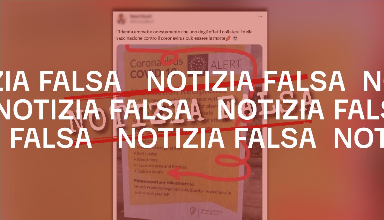 No, l’Irlanda non ha inserito la morte improvvisa tra gli effetti avversi del vaccino anti-Covid