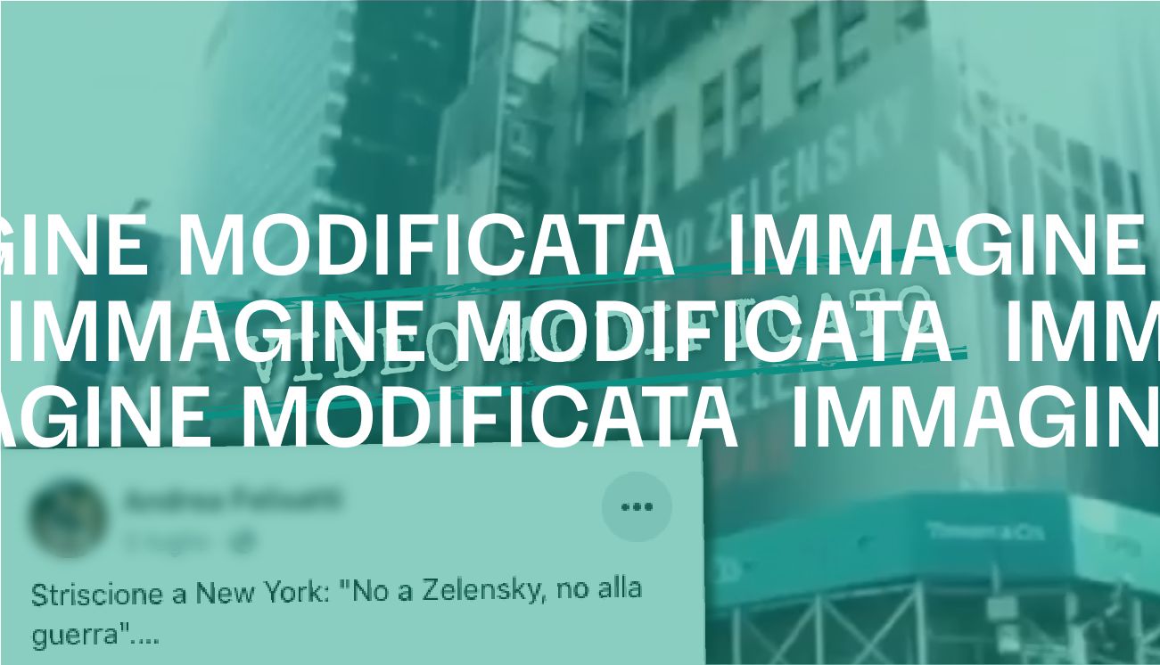 Questo cartellone a New York contro Zelensky è falso