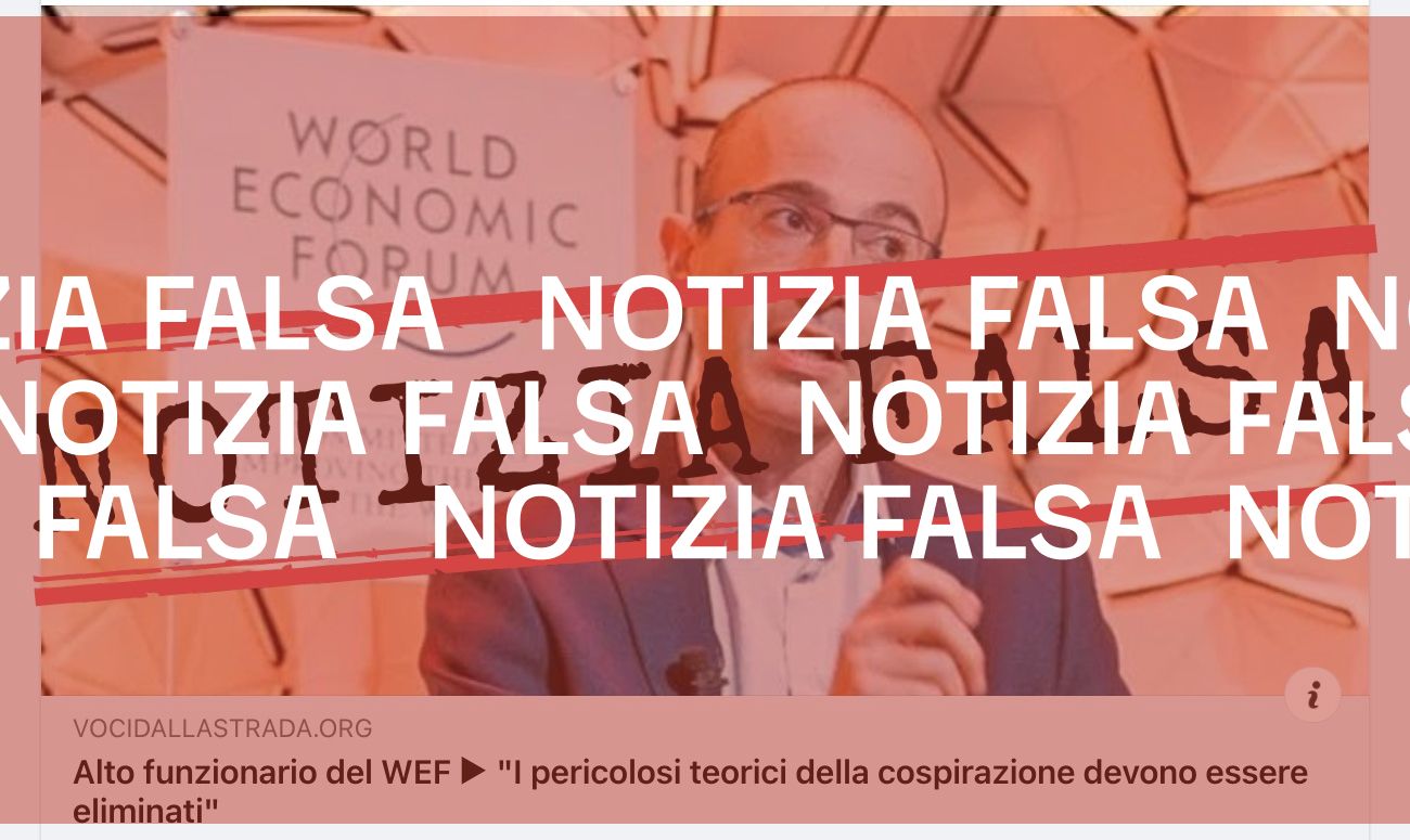 No, un funzionario del WEF non ha detto che i complottisti devono essere eliminati