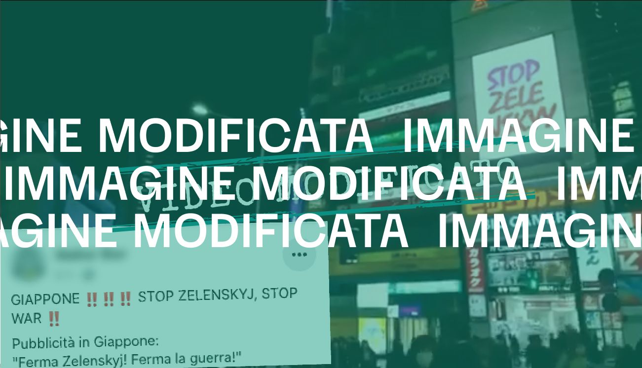 Questo video di un cartellone contro Zelensky a Tokyo è falso