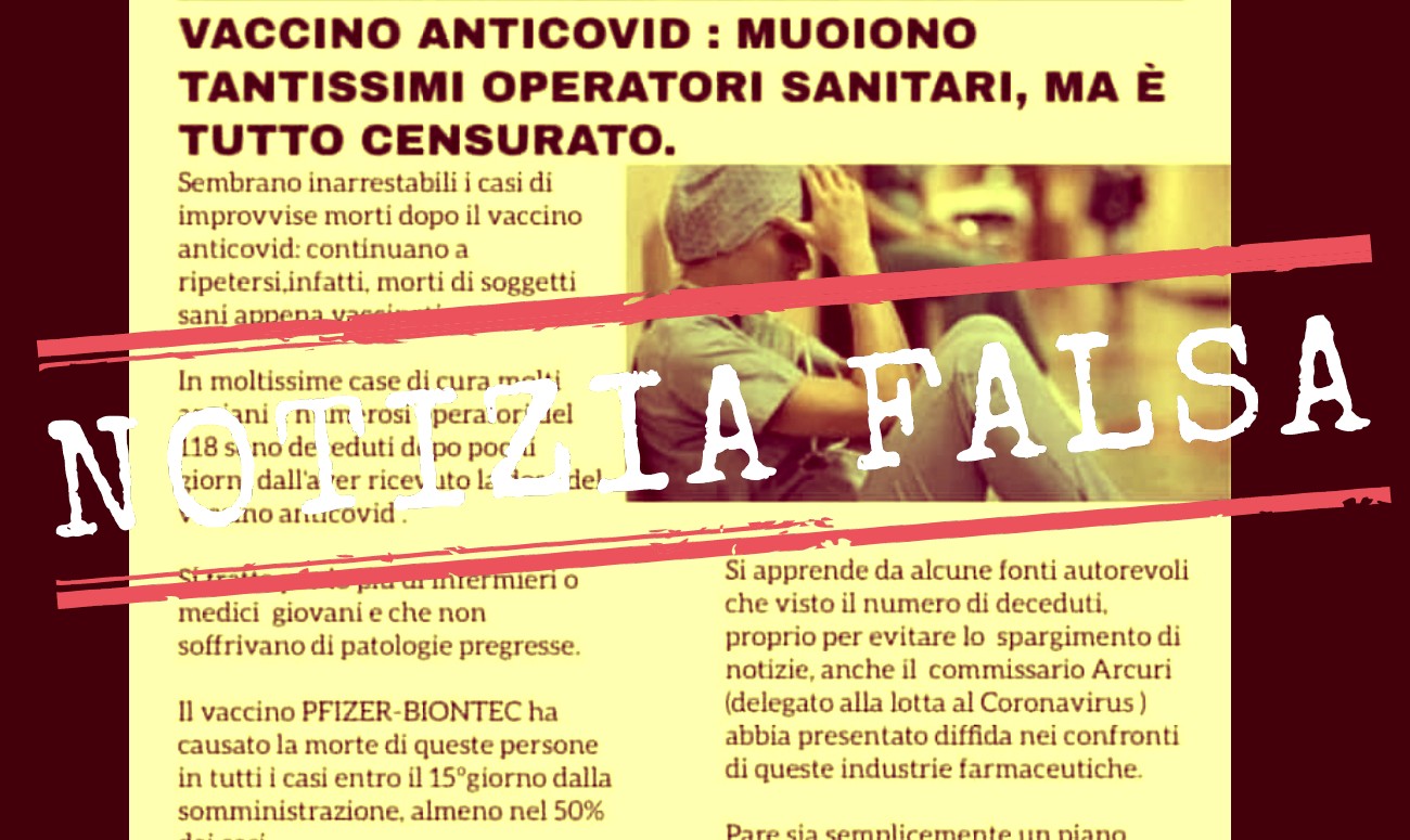 Non E Vero Che Il Vaccino Pfizer Biontech Ha Causato La Morte Di Tantissimi Operatori Sanitari Facta