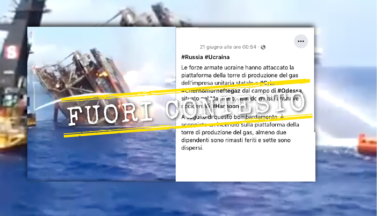 Questo video non mostra un attacco ucraino a una piattaforma nel Mar Nero