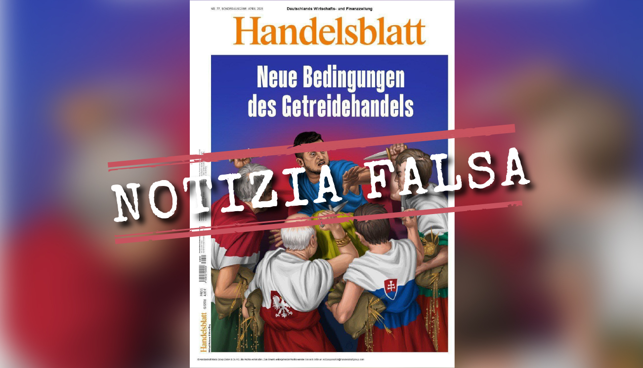 Die Titelseite der deutschen Zeitung Handelsblatt über Selenskyj ist gefälscht