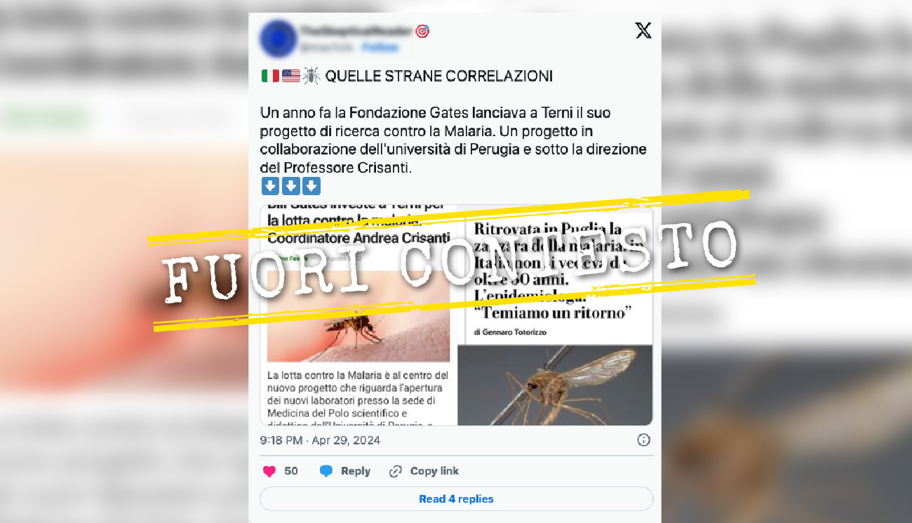 La presenza di zanzare della malaria in Puglia non è colpa di Bill Gates
