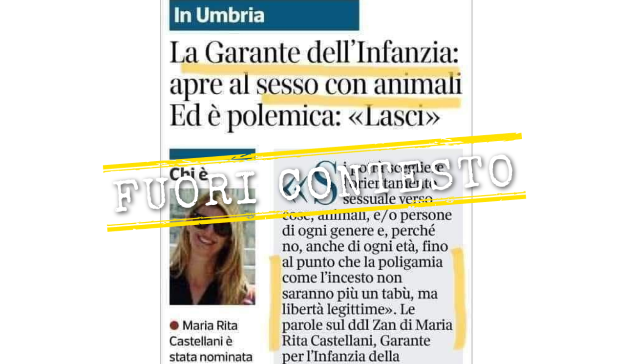 No, la Garante dell’infanzia dell’Umbria non ha legittimato il «sesso con animali»