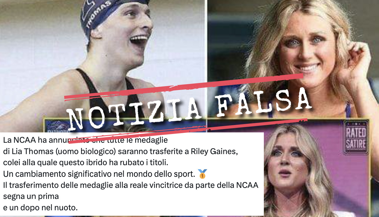 Non è vero che alla nuotatrice transgender Lia Thomas sono state tolte «tutte le medaglie»