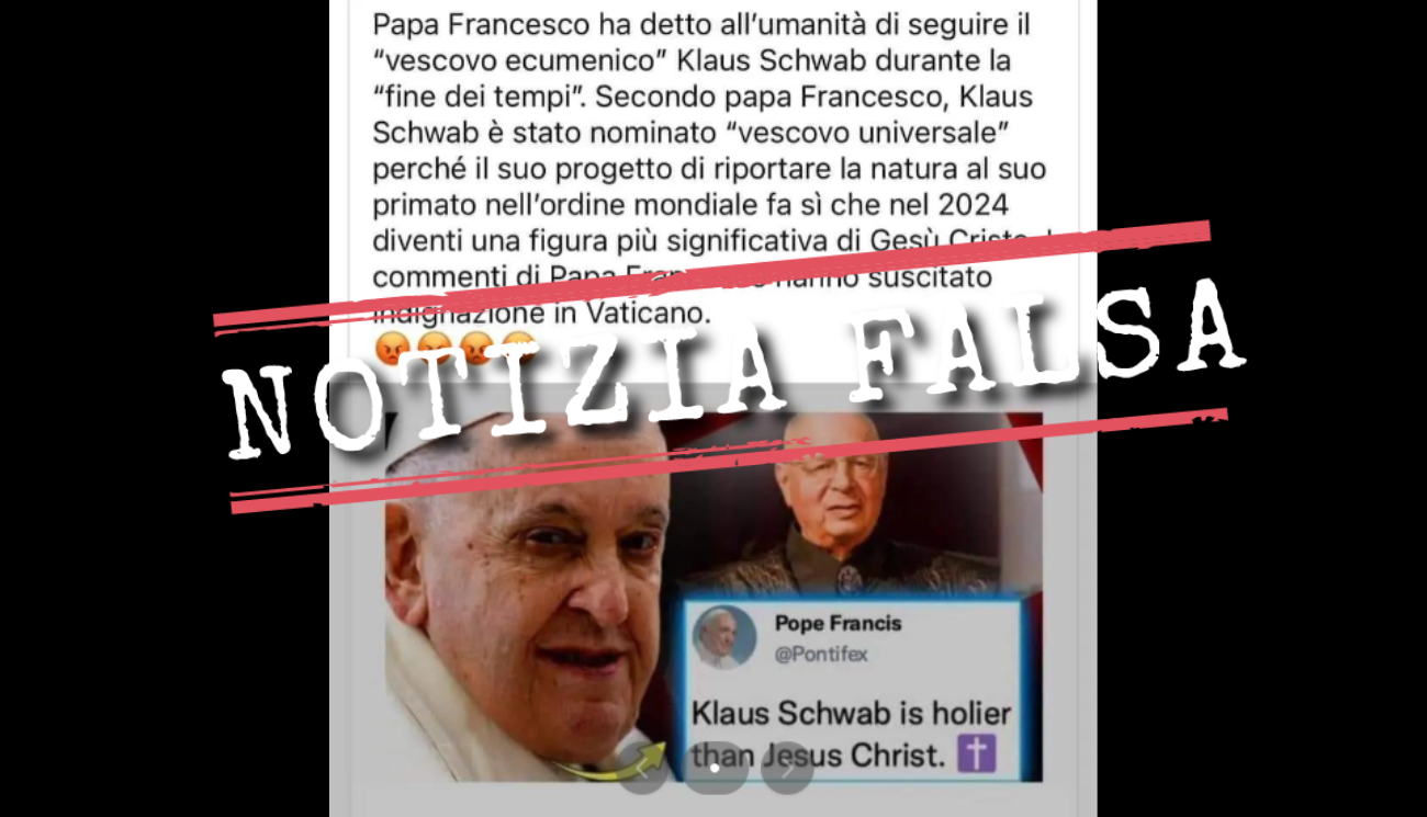 No, Papa Francesco non ha nominato Klaus Schwab come «vescovo universale»